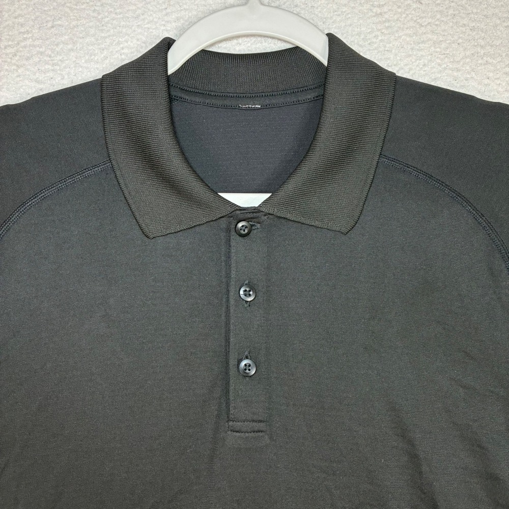 Lululemon Metal Vent Tech Polo Shirt Men L Black Short Sleeve Golf Stretch Prep